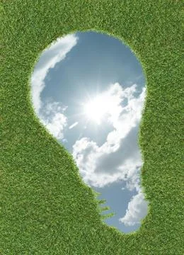 Sky in lightbulb shape on grass Stock Illustration