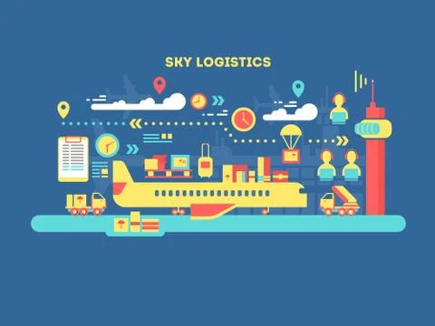 Sky logistics design flat Stock Illustration