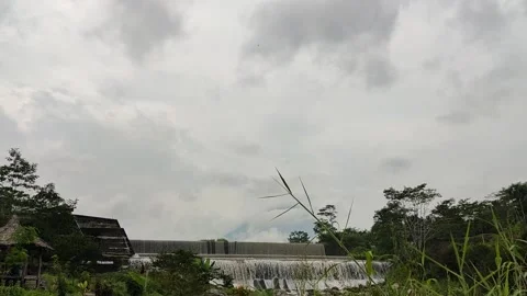 Sky with Mini waterfall view in central java, Indonesia Stock Footage 198765165