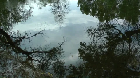The sky is mirrored,reflected by the surface of a river. Stockbeeldmateriaal 36973347