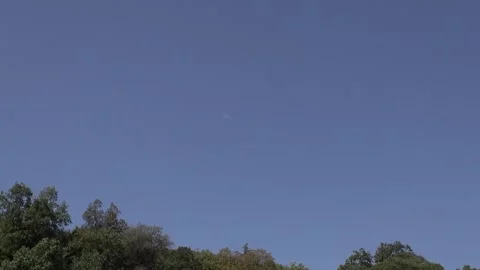 Sky moon blue trees countryside nature day sunlight wind zoom Stock Footage 330952081