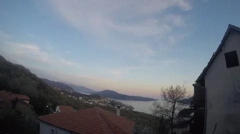Sky mountains sea sunset time lapse Stock Footage 49226095