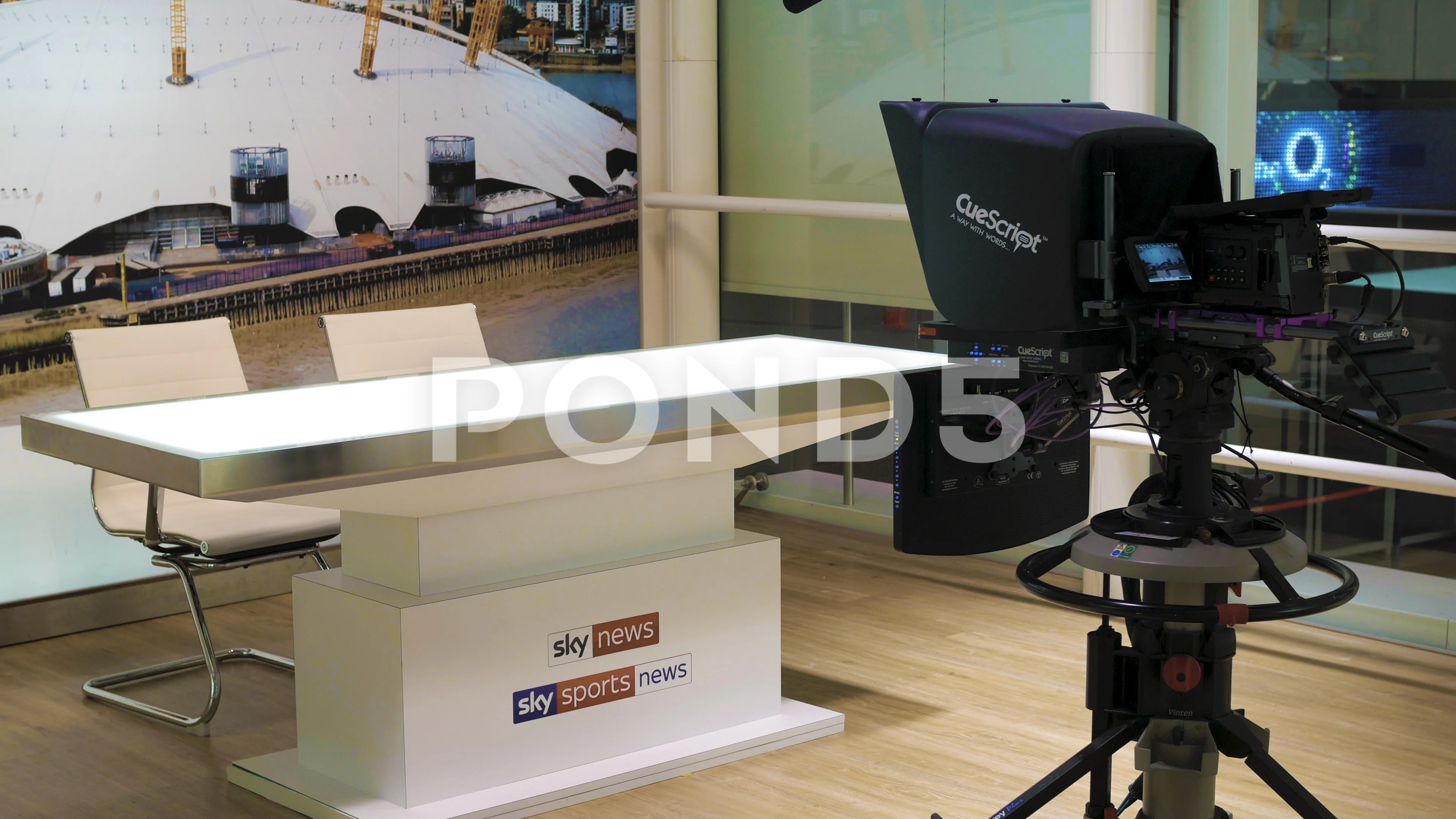 Sky News TV studio news desk with no peo... | Stock Video | Pond5