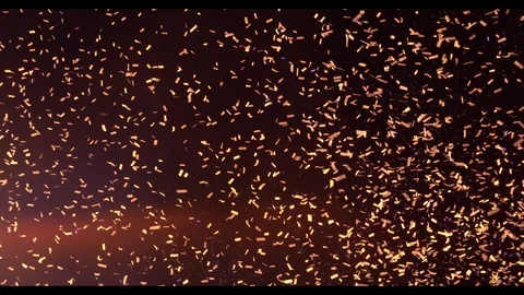 Sky at night full of small paper flying, colorful background Stock Footage 111218737