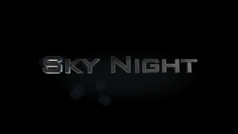 Sky Night title 3D metal text on black alpha channel background Stock Footage 301266619
