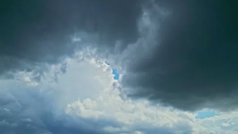 Sky only dark clouds gathering before a rainstorm - time lapse background Stock Footage 279535549