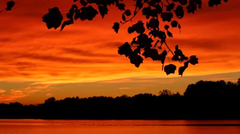 Sky Over Lake at Sunset Stock Footage 35942144