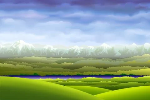 The sky over the mountains Stock Illustration
