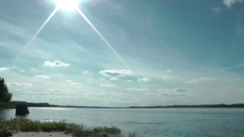 The sky over the river. Sun. 스톡 동영상 81618919