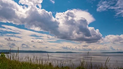 The sky over the river Volga, TimeLapse Stock Footage 73126486