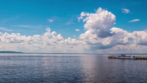 The sky over the river Volga (TimeLapse) Stock Footage 75068652