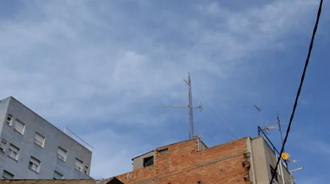 Sky Over Urban Mobile Tower Stock Footage 49953447