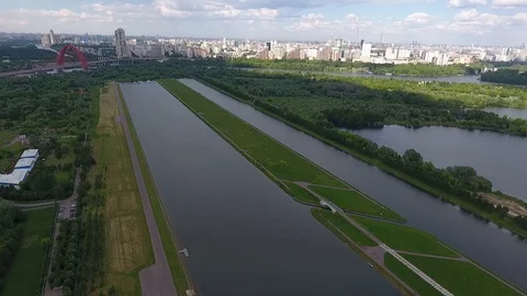 Sky over Western Administrative District in Moscow, Russia. View Moscow Stock Footage 104563082