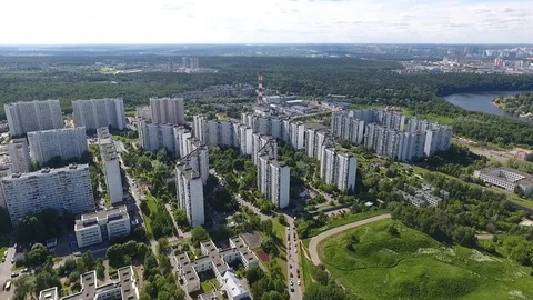 Sky over Western Administrative District in Moscow, Russia. View Moscow Stock Footage 104563756