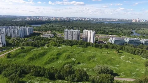 Sky over Western Administrative District in Moscow, Russia. View Moscow Stock Footage 104564052