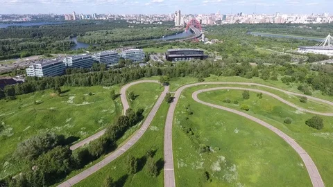 Sky over Western Administrative District in Moscow, Russia. View Moscow Stock Footage 104564369
