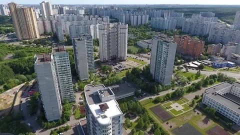 Sky over Western Administrative District in Moscow, Russia. View Moscow Stock Footage 104564488