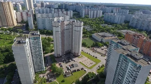 Sky over Western Administrative District in Moscow, Russia. View Moscow Stock Footage 104564649