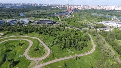 Sky over Western Administrative District in Moscow, Russia. View Moscow Vídeo Stock 104564759