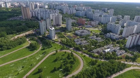 Sky over Western Administrative District in Moscow, Russia. View Moscow Stock Footage 104565408