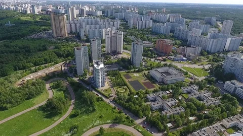 Sky over Western Administrative District in Moscow, Russia. View Moscow Stock Footage 104565485