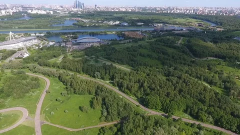 Sky over Western Administrative District in Moscow, Russia. View Moscow 库存影片 104565537