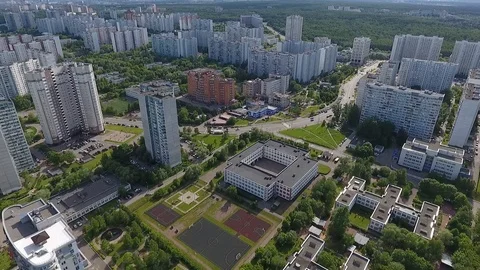 Sky over Western Administrative District in Moscow, Russia. View Moscow Stock Footage 104566027