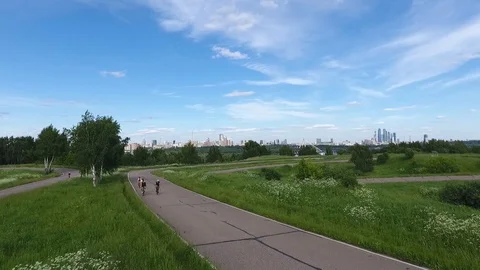 Sky over Western Administrative District in Moscow, Russia. View Moscow Stock Footage 104566898