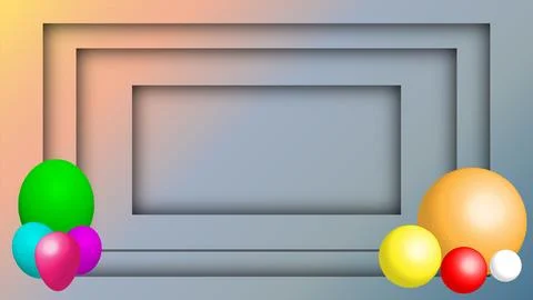 Sky pastel gradient glow shadow layers with 3D balls and balloon. イラスト素材