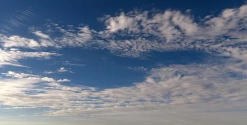 Sky pattern with blue clouds. Soft white sky texture background. Bright sky Stockfoto's