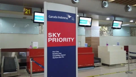 Sky Priority Check in Counter at Sam Ratulangi Airport Stock Footage 130204203