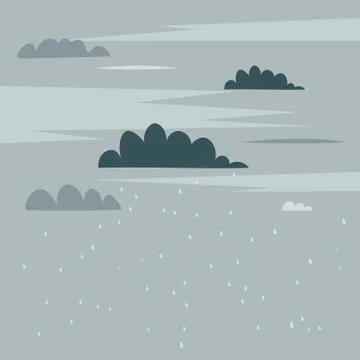 Sky with rain clouds background vector illustration.Rainy day background Stock Illustration