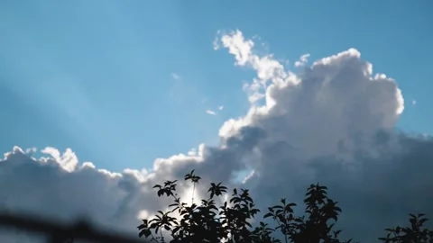 The sky before the rain, the rays of the sun shine through the clouds Stock Footage 132712403