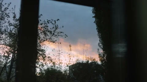 The sky with red clouds from the window Stock Footage 165071004