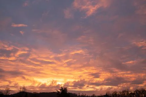 Sky with red-colored clouds Stock Photos
