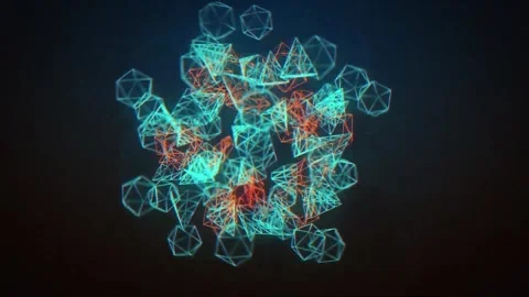 Sky red neon cubes triangles motion background Stock-Footage 254418247