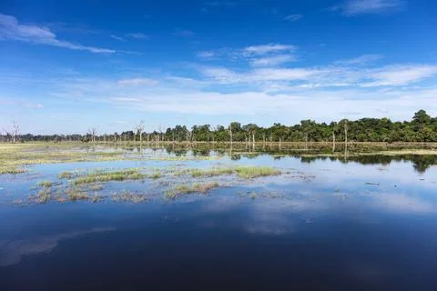 Sky reflected in a lake Stock Photos