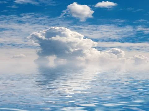 Sky is reflected in the sea Stock Photos