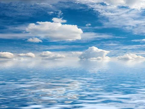 Sky is reflected in the sea Stock Photos