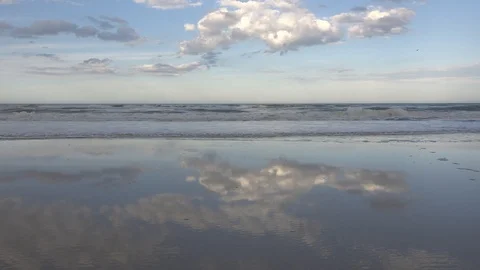 Sky Reflecting on Beach2 Stock Footage 88448640