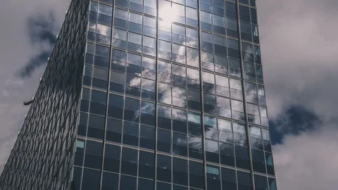 Sky reflecting in the windows Stock Footage 87802341