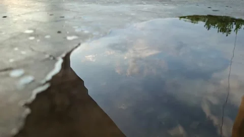 Sky Reflection Printing Over Calm Water Surface Stock Footage 339041340