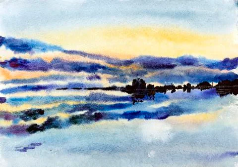 Sky reflection in water Stock Illustration