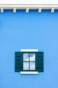 Sky reflection in the window glass Stock Photos