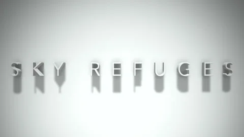 Sky Refuges 3D title animation with shadows on a white background Video stock 296685358