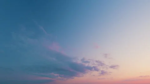 Sky Replacement. Pink Clouds In Blue Sky At Day Or Sunset. Light Pink Clouds Stock Footage 265735036