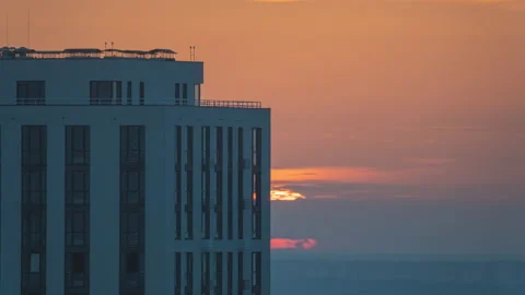 Sky scraper and sunset background Video stock 143206711