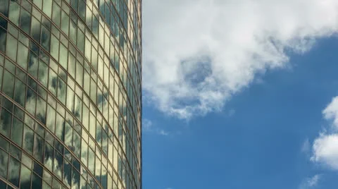 The sky-scraper windows clouds reflection, RAW VIDEO: 6K, 4K &amp; 1080p resolutions 스톡 동영상 25364638