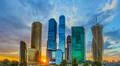 The sky scrapers and river panoramic view Photo