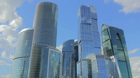 The sky-scrapers, panoramic wide-angle view, time lapse (29,97 fps) Video stock 11499876
